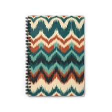 Spiral Notebook Student Journal Bold Ottoman Ikat Stripe Orange/Teal