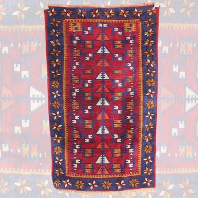 Curated Vintage Handmade Rug - 2x4 ft | Red Rustic Anatolian Carpet for Area