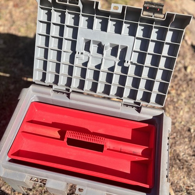 #ad Tuff Stuff Gray Plastic Tool Box w Removable Organizer 16quot; Caddy Toolbox Seat $84.70