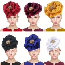Women's Fascinator Hat with Large Flower Wedding Party Formal Occasion Headwear