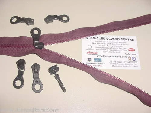 1M Genuine RiRi HEAVY DUTY METAL WINE ANODISED CONTINUOUS ZIP with ONE slider - Image 1 of 1