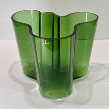 Vaso Vintage 1986 50° Anniversario Iittala Alvar Aalto 81/2" Verde Savoia Firmato