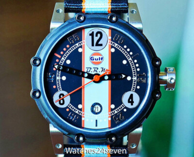 BRM Carburator Style Titanium PVD Limited Edition Gulf Watch 44mm BOX & PAPERS