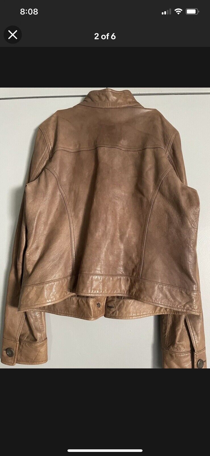 Womens Gap Brown Leather Jacket Vintage Small - image 2