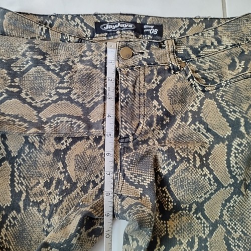 Jay Jays Womens Jeans W28 Size 8 Brown Animal Print Ankle Zip Low Rise Skinny - Picture 3 of 13