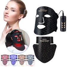 Silicona LED Fototerapia Belleza Mascarilla Facial Rejuvenecimiento de la Piel Mascarilla Cuello Conjunto