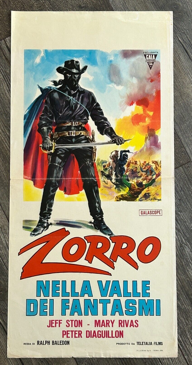 ZORRO IN THE VALLEY OF GHOSTS Vintage Movie Poster Italian Italy