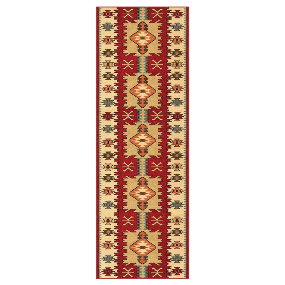 Ковер для прихожей индивидуального размера нескользящий резиновый сзади КРАСНЫЙ богемный восточный - Изображение 4 из 4