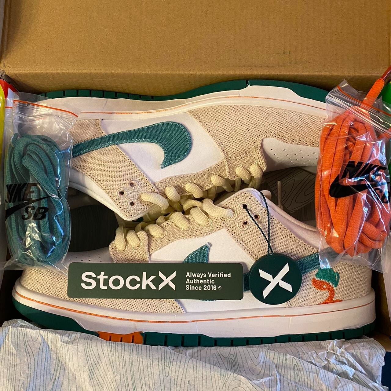 (2 size) REAL Nike Jarritos Dunks Brand new with StockX tag and StockX Sticker eBay