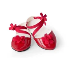 American Girl Janie  and Jack Rose Bow Red Flats Shoes Holiday New in Box