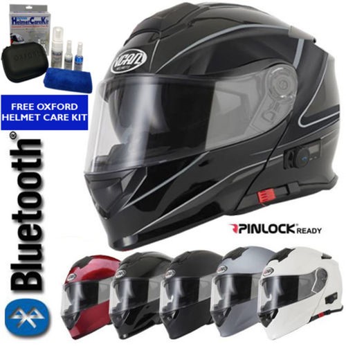 VCAN V271 BLINC BLUETOOTH FLIP UP MOTORCYCLE MOTORBIKE HELMET SAT NAV MP3 - Picture 1 of 9