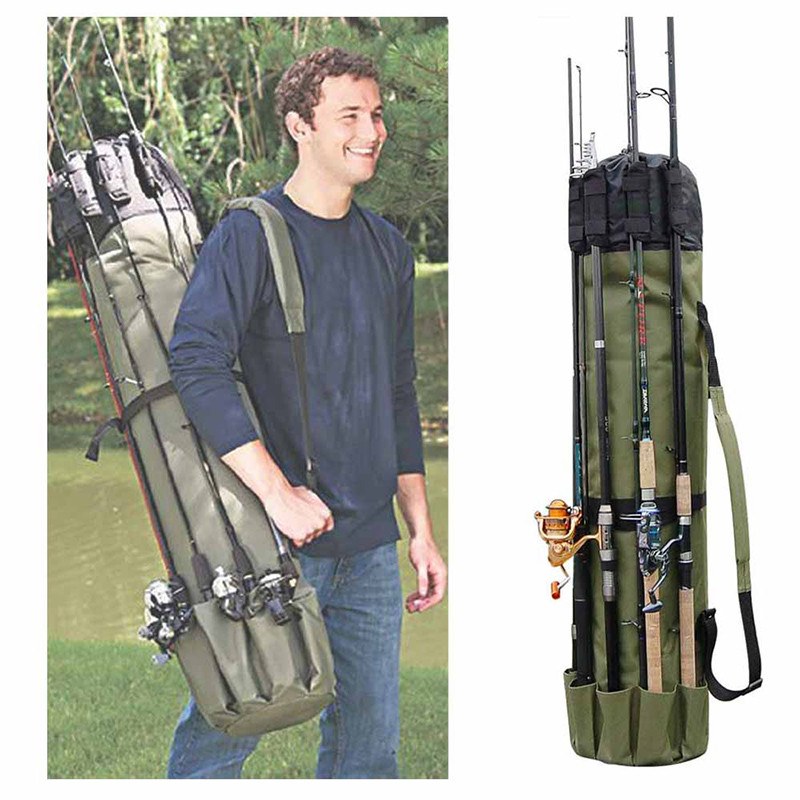 5 Rods Tube Fishing Rod Bag Case Fishing Tackle Carrier Pole Storage  Portable | eBay