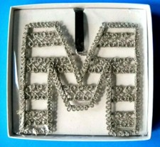 Pottery Barn Teen Curley Hanging Open Metal Wire  Glitter Letter M