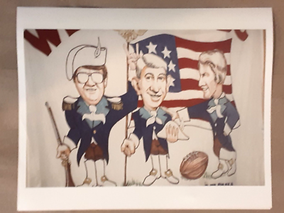 VINTAGE MONDAY NIGHT FOOTBALL BROADCASTERS CHARACTURE PHOTOGRAPH
