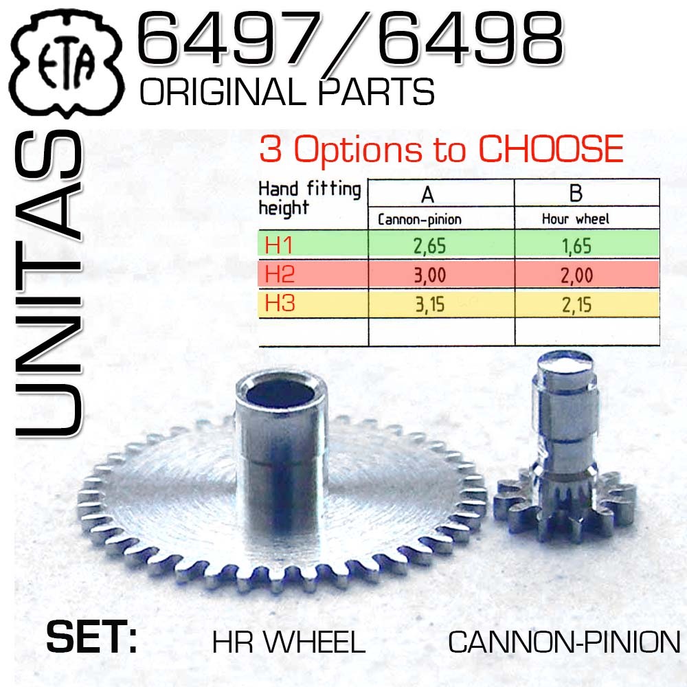 HOUR WHEEL-CANNON PINION SET FOR MOVEMENT ETA-UNITAS 6497