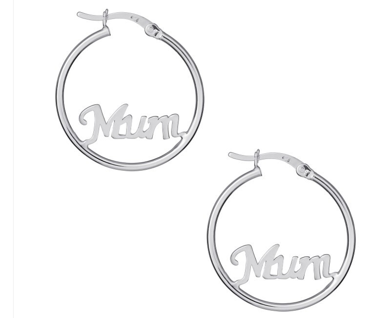Pendientes De Aro De Plata Esterlina Para Mamá 25mm