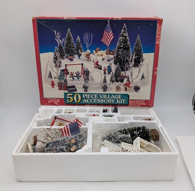 1998 Lemax Christmas 50 Piece Village Accessory Kit - Complete - In Box - Nice!!