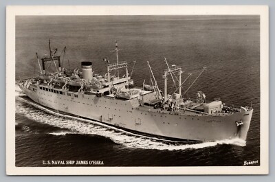 Postcard USS James O'Hara APA-90 Frederick Funston-class Attack Transport RPPC