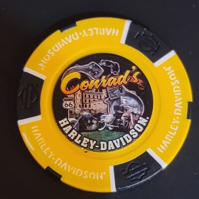 CONRAD's HD ~ ILLINOIS ~ (Yellow Full Color D2) Harley Davidson Poker Chip