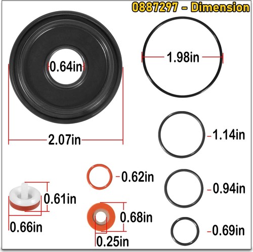 0887297 Kit completo de goma para vatios 1/4"-1/2" 009, kit de reparación total LF009 - Imagen 6 de 13