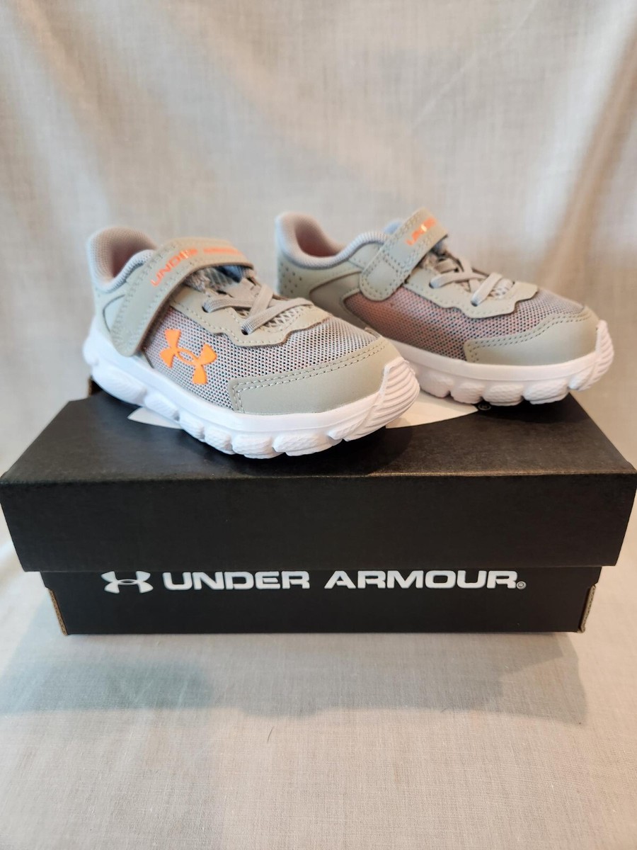Under Armour UA BINF Assert AC Gray/Orange Girls Sneakers SZ 7K