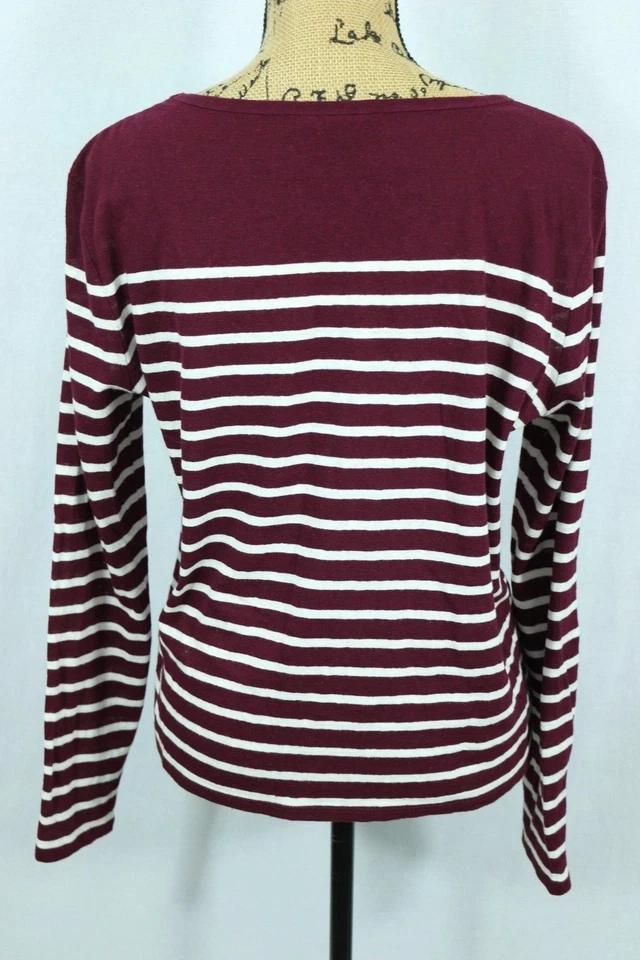 Suéter Massimo Dutti Mezcla de Lino Talla Grande Borgoña Rayas Lentejuelas Adornado Foto 3 de 4