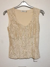 Mackays M&Co Ladies Gold Floral Evening Lined Vest Waistcoat Size 10