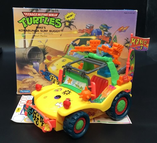 Vtg Playmates 1991 TMNT Mike’s Kowabunga Surf Buggy Complete With Sticker & Box