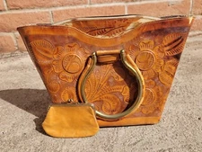 Vintage ARTMEX RARE Genuine Hand Tooled Leather Purse W/ MATCHING COIN BAG!