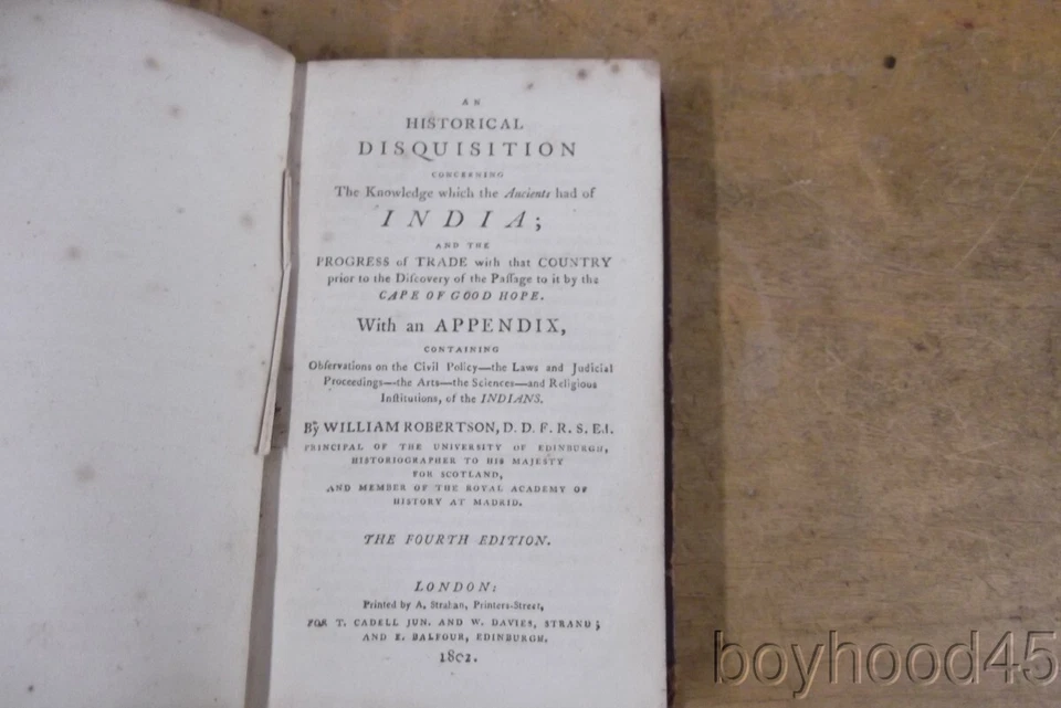 An Historical Disquisition Concerning India by William Robertson-1802 - Image 4 of 4