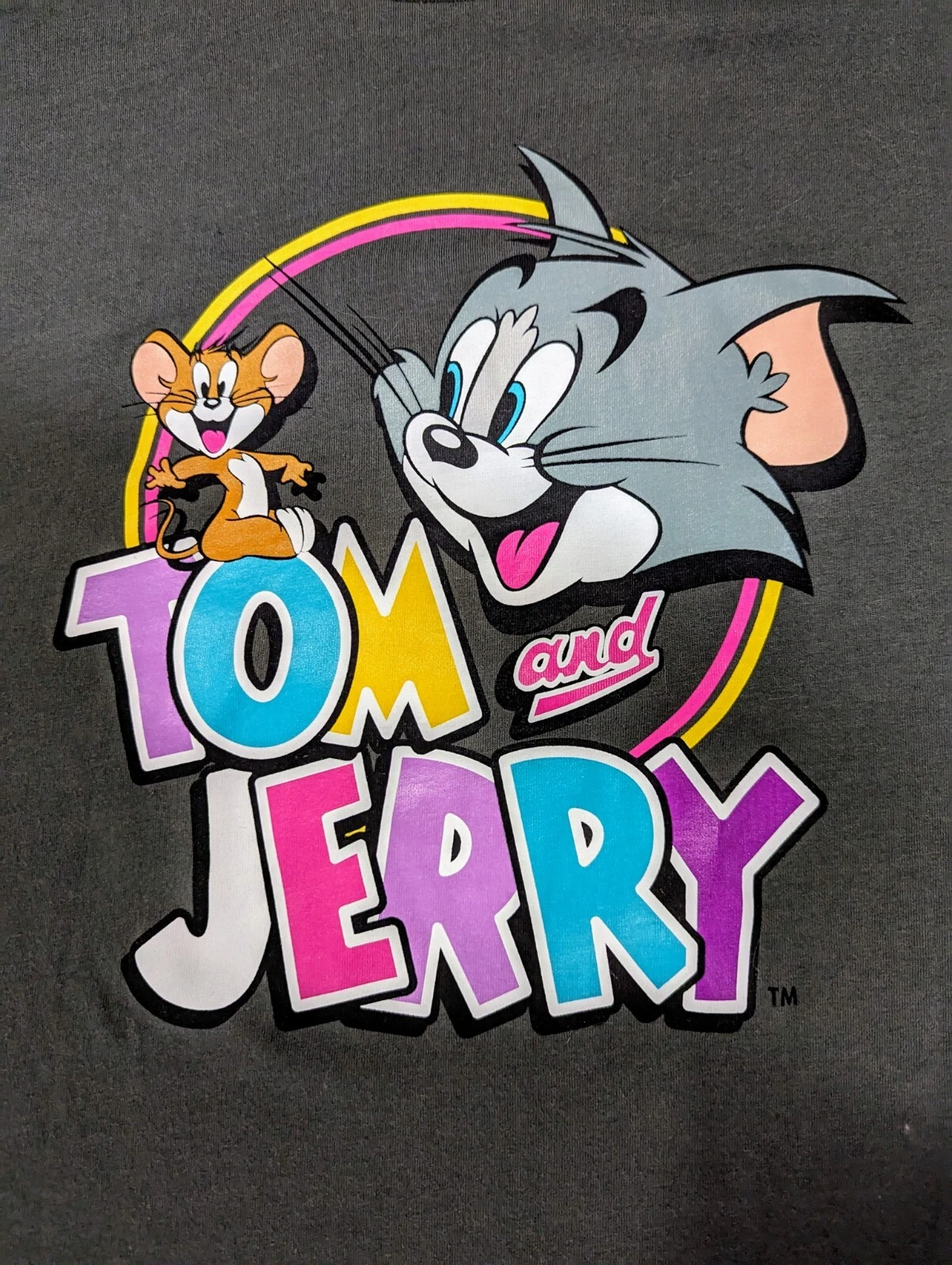 Tom& Jerry T Shirt Long Sleeve Tee Womens Size XL Men's Unisex Cartoon Cat Mouse