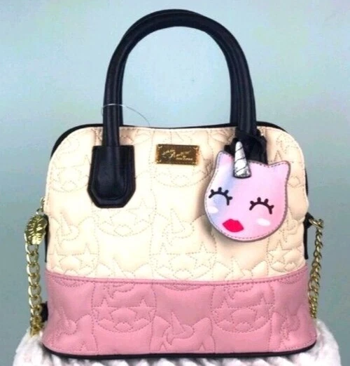 Luv Betsey Johnson Dena Quilted Cat Unicorn Dome Satchel Crossbody Bag Purse FOB