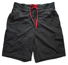 Wave Zone Black  Red Drawstring Elastic Waist Board Swim Shorts Men's Size M