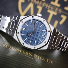 AUDEMARS PIGUET ROYAL OAK 41MM STEEL BLUE DIAL 50TH ANNIVERSARY 15510ST B&P