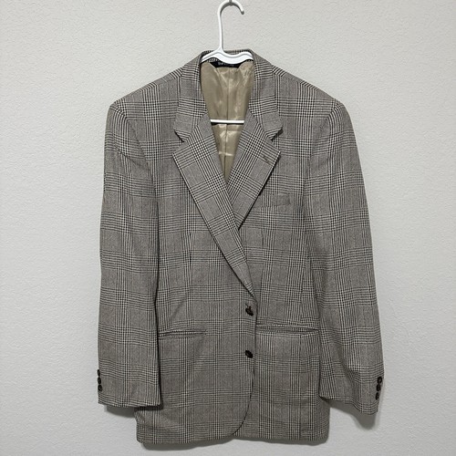 Burberrys Houndstooth Brown Suit Jacket Mens Size 44R Blazer L/XL *Read