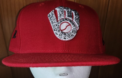 Milwaukee Brewers New Era 59FIFTY Fitted Hat 7 5/8 RED Embroidered Logo - Picture 2 of 11