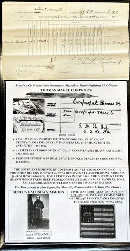 CIVIL WAR LT 34th PA INFANTRY & 3rd PA ARTILLERY CONPROPST DOCUMENT SIGNED 1861
