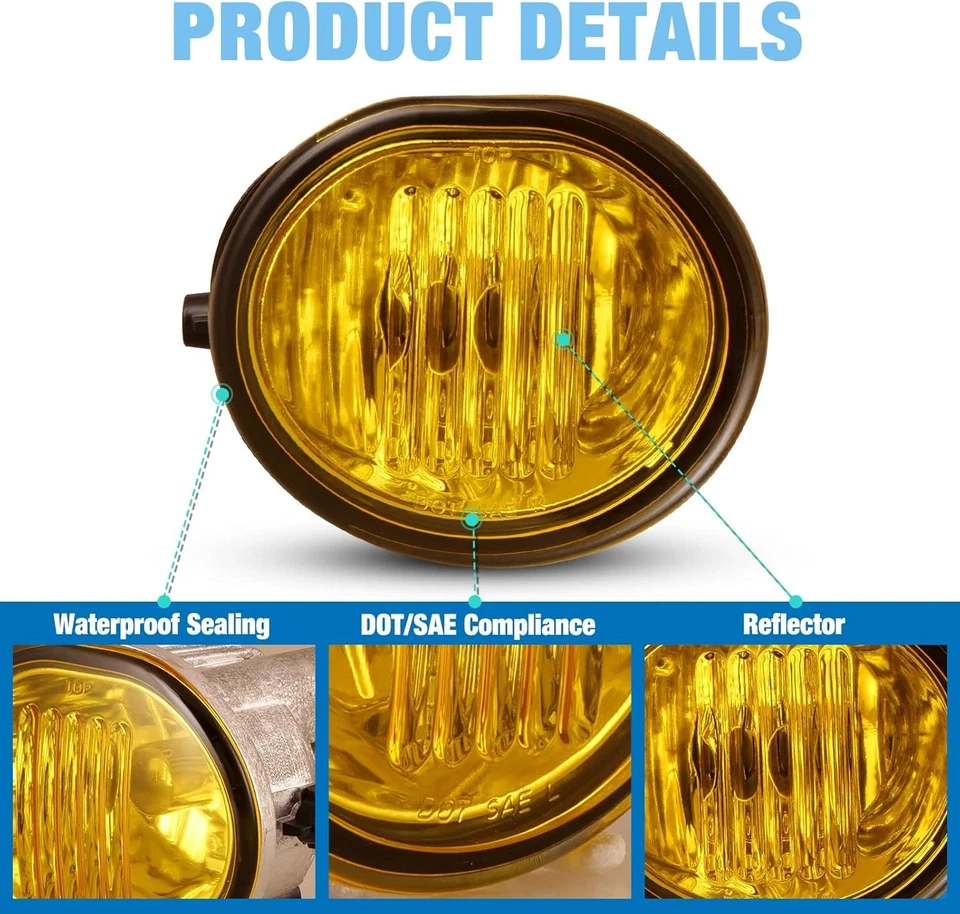 Luces antiniebla de lente amarillas de 2 piezas para faros de parachoques Toyota Matrix Pontiac Vibe 03-08 Foto 4 de 4