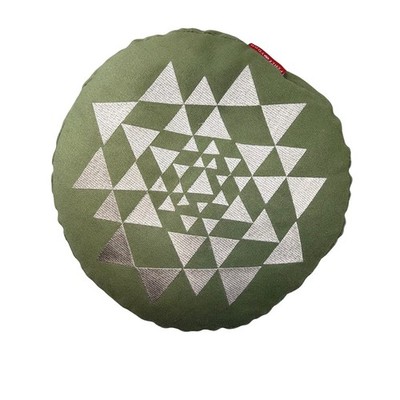 Peace Yoga Zafu Meditation Cushion Round Olive Green Buckwheat Bolster Pillow