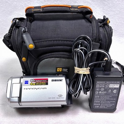 Sony Handycam DCR-SX40 Silver Camcorder 60x Zoom Bundle - Charger & Case, TESTED