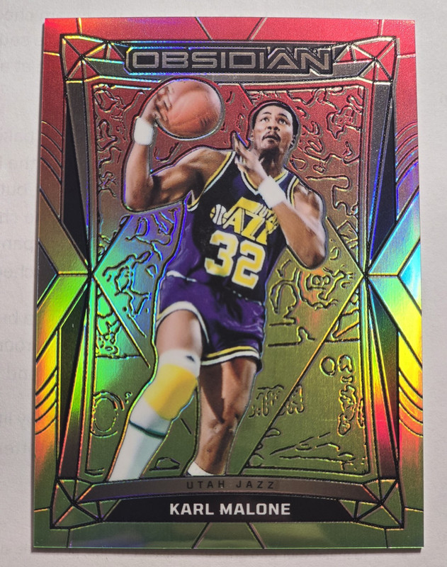 Panini 2023-24 Obsidian Karl Malone #110 Electric Etch Reggae Flood /75 Jazz