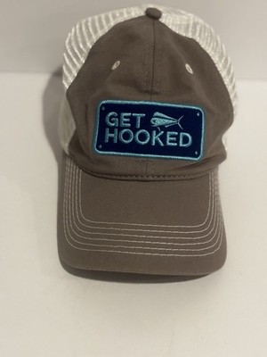 Get Hooked Bass Baseball Cap Brown One Size Adjustable Embroidered Southern Lure