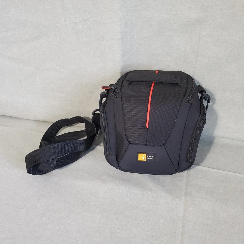 Case Logic Camera Bag Compact Padded Shoulder Crossbody Black Red Trim DSLR - Image 2 of 4