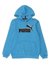 PUMA Womens Graphic Hoodie Jumper UK 14 Medium Blue BZ37