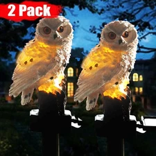 2x Outdoor Solar Power LED Owl Light Garden Yard Landscape Decor Lamp Waterproof