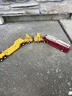 Vtg Tonka Yellow Steel 2 Tractor+metal Yellow Lowboy Flatbed Trailer Fire Ladder