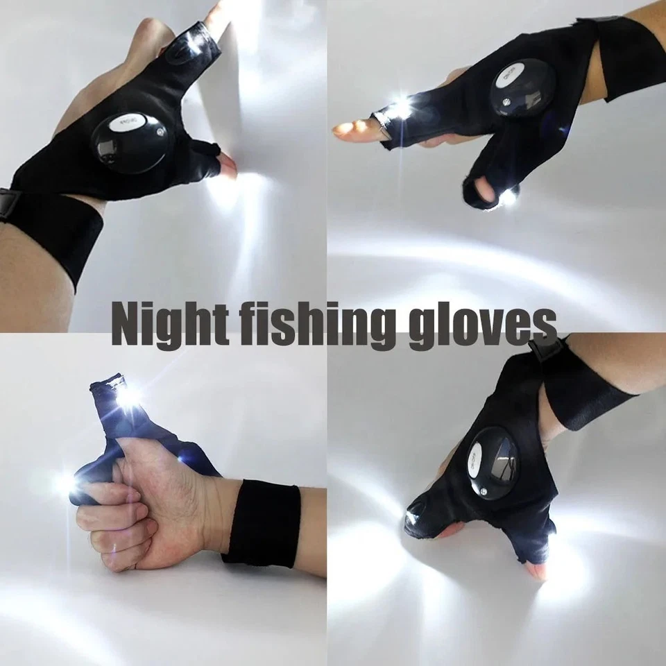 4 pares de guantes linterna LED impermeables para trabajo al aire libre pesca camping guantes Foto 2 de 4