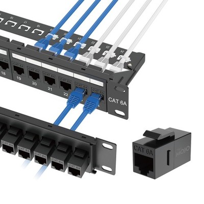 UL Listed 24-Port Cat6A UTP Patch Panel with Lnline Keystone Couplers, 10G Pa...