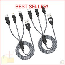 Xnewcable Multi Charging Cable 6ft 2Pack 3 in 1 Charger Cord, Multiple Rapid Nyl