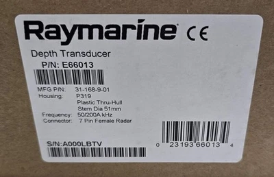 Raymarine E66013 Depth Transducer P319 Thru-Hull 50/200kHz 7-Pin (NEW In Box) - image 1 of 3